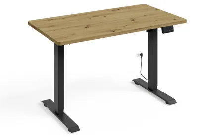 Zdjęcie produktu dla Biurko z regulacją wysokości Elektryczne BIMOTION 1S 120x65x2,5 cm CZARNA RAMA/DĄB ARTYJSKI