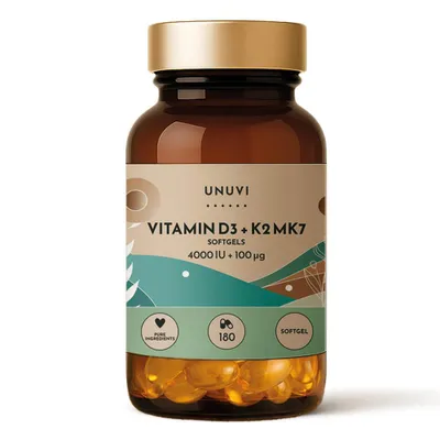 Produktbild von Vitamin D3 K2 4000 IE 100 mcg 180 Softgel-Kapseln Immunsystem Knochen