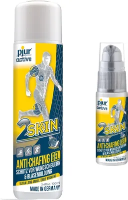 Produktbild von pjuractive 2SKIN Anti-Scheuern Gel 2er Set: Flasche & Pumpspender - Schutz vor Wundscheuern und Blasenbildung - 120ml