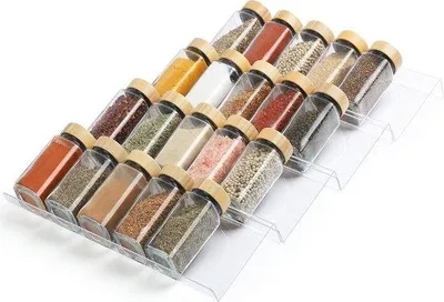Image de Organisateur à épices en acrylique à 4 niveaux - Support de tiroir de cuisine extensible