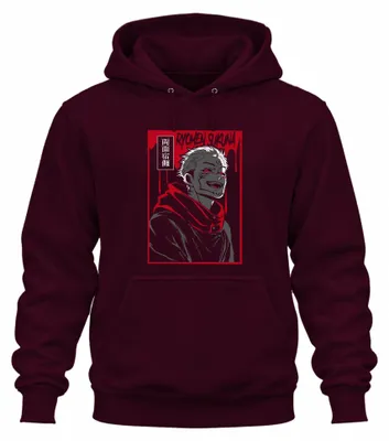 Immagine prodotto di Ryomen Sukuna Jujutsu Kaisen Demon Rosso Anime Estetica Regalo Unisex Felpa con cappuccio, Borgogna, XXL