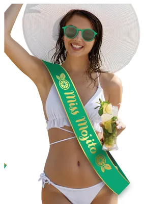 Productafbeelding van Vrijgezellenfeest, bierschort, "Mister Beer" feestaccessoire, voor een leuke party, kleur: groen