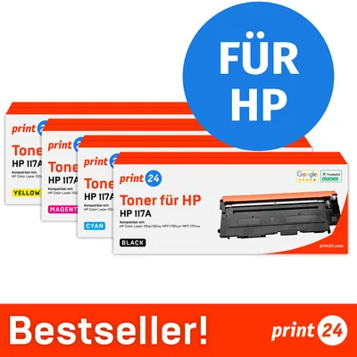 Image de NOUVEAU : print24 Toner pour HP 117A Multipack, compatible avec HP ColorLaser 150, MFP-178, etc., 1 pièce