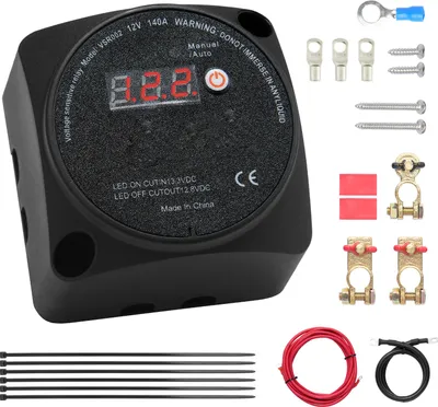 Obrázek produktu pro SucceBuy sada duálního izolátoru baterií, 12 V, 140 ampérů, manuální a automatický režim VSR s LCD displejem, chytrý pro ATV, UTV, RV atd.