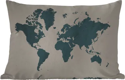 Produktbild von MuchoWow® Outdoor Kissen - Weltkarte - Blau - Braun - 60x40 cm - Wetterfest - Lounge Kissen - Zierkissen - Kissen für Innenräume