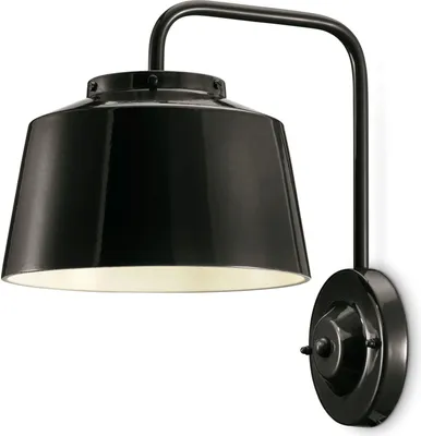 Produktbild von Wandlampe Keramik Metall E27 H: 34 cm Schwarz Retro Design Keramikleuchte