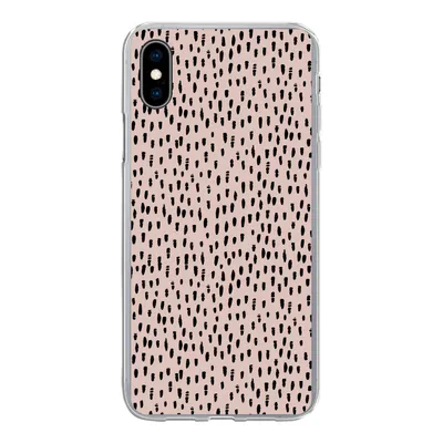 Produktbild von MuchoWow® Handyhülle Schutzhülle Hülle für iPhone Xs Polka dots - Rosa - Schwarz Silikon Softcase Handy Hülle - Handytasche