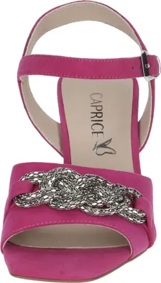 Produktbild von Caprice Damen Sandalette Leder Zierkette Schnalle Karreé 9-28318-42, Größe:39 EU, Farbe:Pink