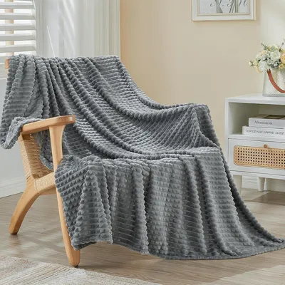 Productafbeelding van Pluizige deken, 150x200 cm, donkergrijs, met Sherpa-fleece en flanellen stof