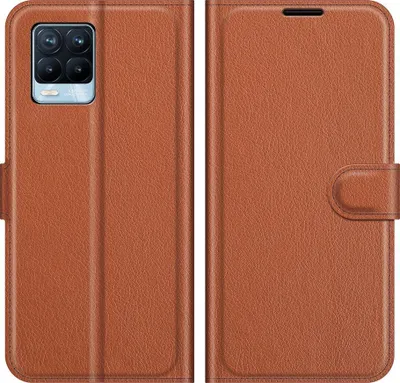 Produktbild von Mobigear Classic  Realme 8 Hülle Klapphülle Geldbörse - Cognac