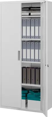 Image de Classeur, armoire de bureau avec 2 portes, armoire polyvalente à 5 niveaux avec étagère réglable, armoire de rangement en acier pour bureau, salon, blanc Aosom