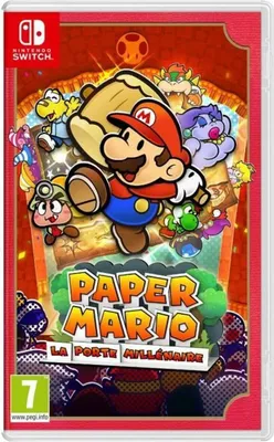The image is a video game cover for Nintendo Switch, featuring characters from the Paper Mario series.