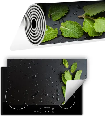 Produktbild von Herdabdeckplatte abdeckung Glaskeramikkochfeld abdeckplatte 90x52 cm Anti Rutsch Matte Aufrollbar, Schwarz Minze