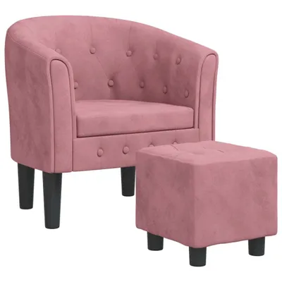 Image de vidaXL Fauteuil club avec repose-pieds Rose velours