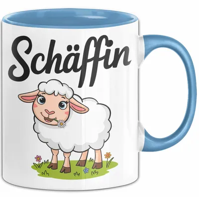 Produktbild von Schaf Tier Bauer Tasse Becher Geschenk Lustige Geschenkidee Spruch Schäffin (Blau)