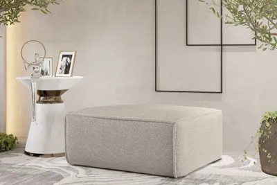Produktbild von Polsterhocker Designerhocker CELES PREMIUM 85x85 cm Stoff Ascot Bukla Beige