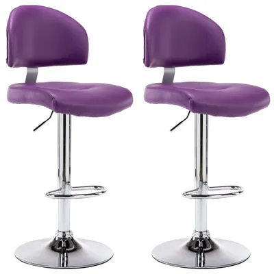 Image de vidaXL Tabouret de bar 2 pièces en simili cuir violet
