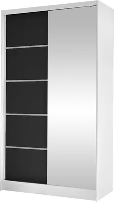 Produktbild von MIRJAN24 Schiebetürenschrank Diego III, Kleiderschrank, Stilvoll Schlafzimmer Garderobenschrank (Farbe: Weiß / Schwarz)