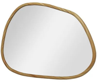 Image de Miroir mural en bois, forme organique | Couleur : bois naturel | Dimensions : 80 x 2,1 x 60 cm