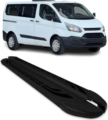 Image de Marchepieds Latéraux pour Ford Transit Custom 2012-2022 Aluminium Noir L1 Court