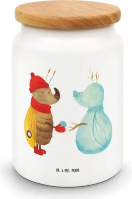 Produktbild von Mr. & Mrs. Panda Dose Nachtfalter Schneemann - Weiß - Geschenk, Winter, Weihnachten, Weihnachtsgruß, Vorratsdose, behälter, Schnee, Kaffeedose, Vorratsbehälter, Keksdose