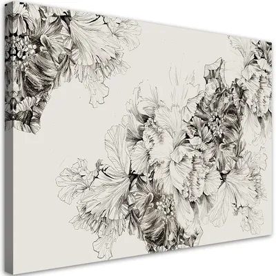 Image de Toile Vintage motif floral 90x60 Feeby Gris image pour le mur prête à accrocher