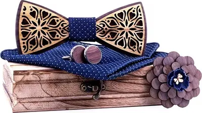 Produktbild von Elegantes Fliege mit Brosche Set in Dunkelblau – Stilvoll und Einzigartig KP30917