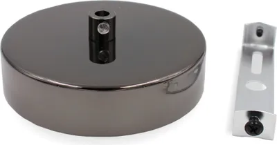 Produktbild von Metall Baldachin Standard mit Bajonett und Zugentlastung | Ø 100 mm | Höhe 25 mm | Schwarz verchromt