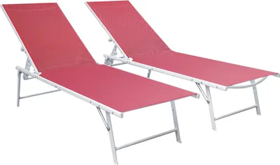Produktbild von 2erSet Klappsonnenliegen SICILIA aus rosa Textilene - weißes Gestell