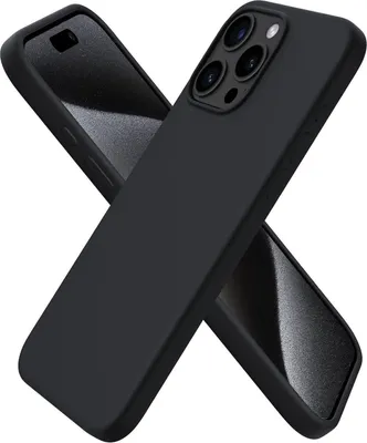 Image de ORNARTO Housse silicone iPhone 15 Pro Max 6,7 pouces noir 2023