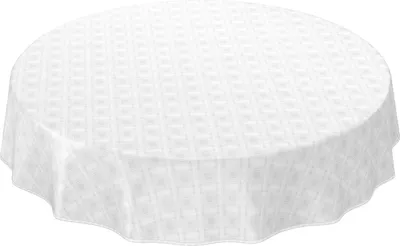 Produktbild von Tischdecke Wachstuch Gestreift Weiß Robust Wasserabweisend Rund 120 cm