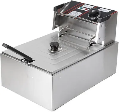 Produktbild von 2500W Elektrische Fritöse, Edelstahl Fritteuse, Temperatur Einstellbar, mit Frittierkorb und Edelstahldeckel Gastro Imbiss Friteuse für das Heimrestaurant