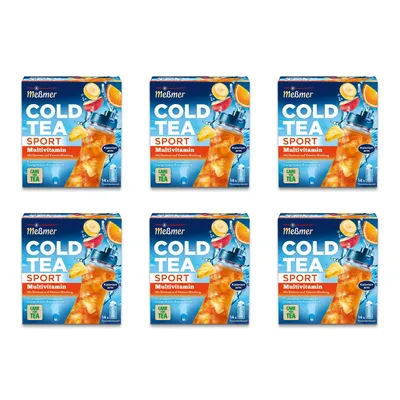 Produktbild von Meßmer Cold Tea Sport Multivitamin | Vorteilspack 6 x 14 Pyramidenbeutel | Früchtetee | Kaltaufguss mit Dextrose und Vitamin-Mischung | Vorteilspack