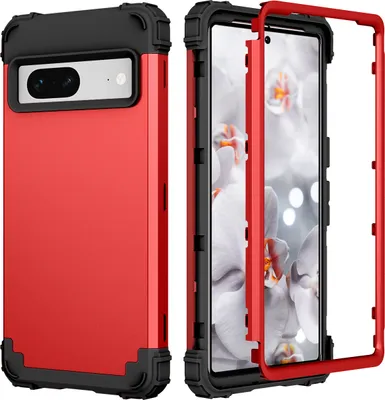 Produktbild von Handyhülle für Google Pixel 7 Hybrid 3 in 1 PC TPU Stossfest Robust Hülle Rot