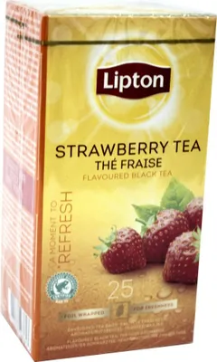 Produktbild von Lipton Feel Good Selection Schwarztee-Erdbeere 25 x 1,6 Gramm