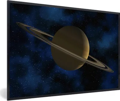Produktbild von MuchoWow® Gerahmtes Poster Saturn mit seinem Ring gegen einen dunkelblauen Himmel 30x20 cm - Poster mit Schwarzem Bilderrahmen Wandposter Rahmen Foto Bilder - Kunstdruck - Bild-Poster