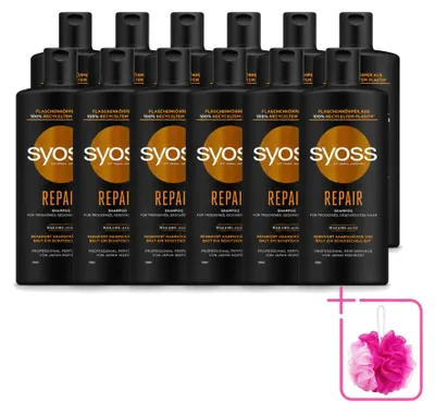 Obrázok produktu pre 12 ks šampónu Syoss Repair – pre poškodené a lámavé vlasy – 440 ml – výhodný balík – 12 kusov