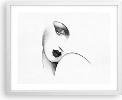 Produktbild von Gerahmtes Poster - Weißer Rahmen - Porträt Frau Skizze - 50x40 cm - Wand Bild - Wanddeko - Wandbilder - Kunstposter - Wandposter - Bilderrahmen - Bilder - Kunstdruck - Wanddekoration - P2WAA50x40-4475