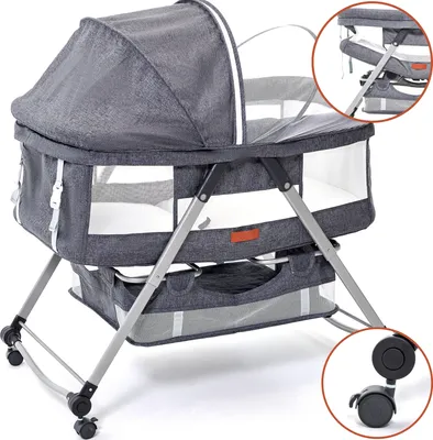Obrázok produktu pre Twinky® Co-Sleeper & Co-sleeper | Riešenie 2 v 1 pre pokojný spánok dieťaťa | Skladacia kolíska a posuvné lôžko na doma aj na cesty | Kolíska