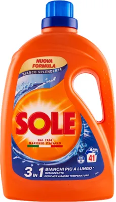A bottle of Sole brand laundry detergent.