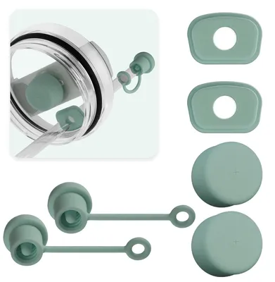 Image de Lot de 6 pailles en silicone avec couvercles