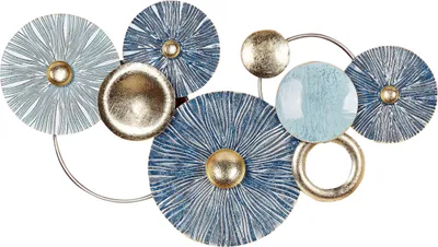 Produktbild von BELIANI Wanddekoration Blau und Gold Eisen Kreise Einteilig Handgemacht Modern Wandobjekt Wanddeko für Schlafzimmer Wohnzimmer Flur Küche Esszimmer