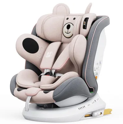 Produktbild von BUF BOOF® P100 Kindersitz i-Size R129 40–150 cm 360° drehbar ISOFIX Autositz mit Seitenaufprallschutz, Liegefunktion bis 165° PinkBear