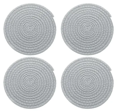 Geflochtene runde Platzsets, 20 cm, 4 Stück, grau