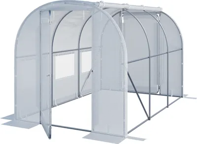 Image de Serre tunnel Premium TOOLPORT 2x3m avec porte pivotante, bâche PE 180 g/m² blanc transparent