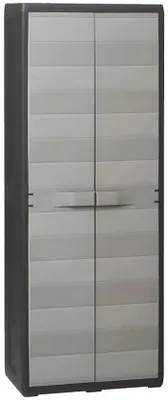 Image de Meuble de rangement en polypropylène avec 3 étagères - 65 x 38 x 171 cm - Résistant aux intempéries - À visser - Verrouillable