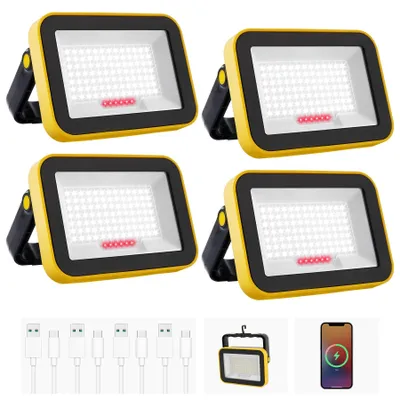 LED-Baustrahler 4er-Set, SMD, 180° drehbar, USB, Powerbank