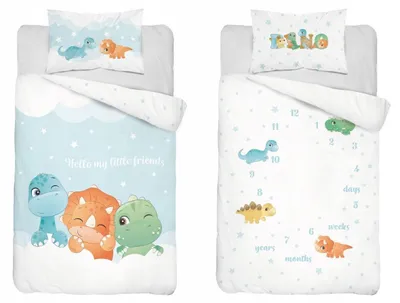 Produktbild von Detexpol Kinderbettwäsche Dino 90x120 cm Baumwolle
