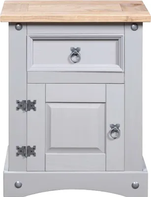 Image de vidaXL Table de nuit Mexico Corona pin gris 53×39×67 cm