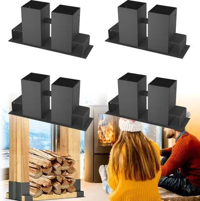 Produktbild von ACXIN 4 Stück Holzstapelhilfe Stabile Brennholz Stapelhilfe Stapelhilfe Kaminholz Holzstapelhalter Holz Kaminholz Gestell Holz Für Innen- und Außenbereich